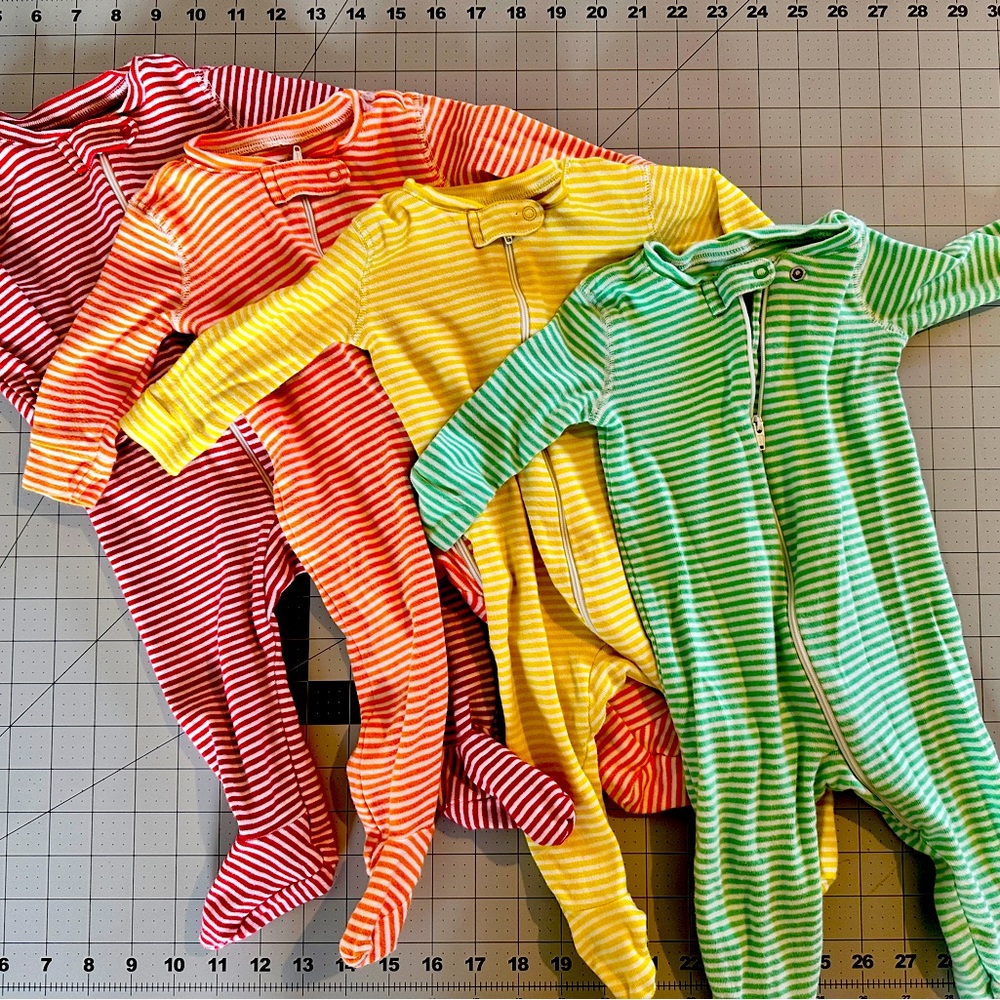 Lot of 8 Primary.com infant footie pajamas